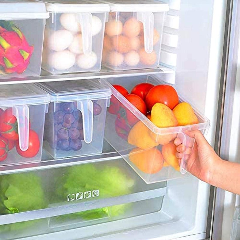 Mumoobear Mumoo Bear Food Storage Boxes, Kitchen Storage Boxes with Colored Lids, Fridge Storage, Fruit Storage 3 Pcs 5.8 L, Large Plastic Kitchen Refrigerator Storage Boxes With Lids, Transparent - Image 5