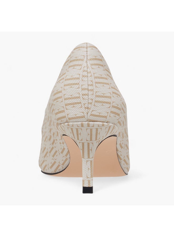 ELLE Women's Monogram Print Slip-On Pumps with Kitten Heels - Image 5