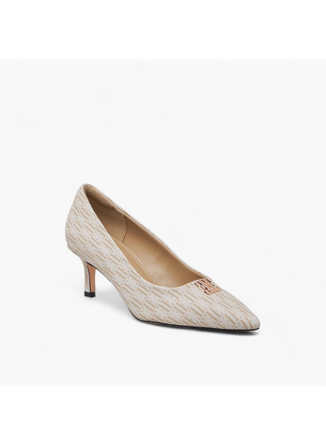 ELLE Women's Monogram Print Slip-On Pumps with Kitten Heels - Image 2