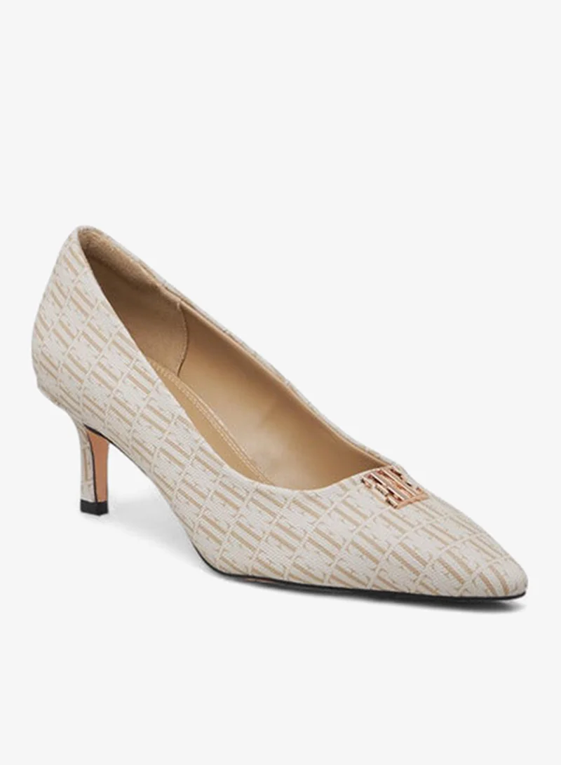 ELLE Women's Monogram Print Slip-On Pumps with Kitten Heels