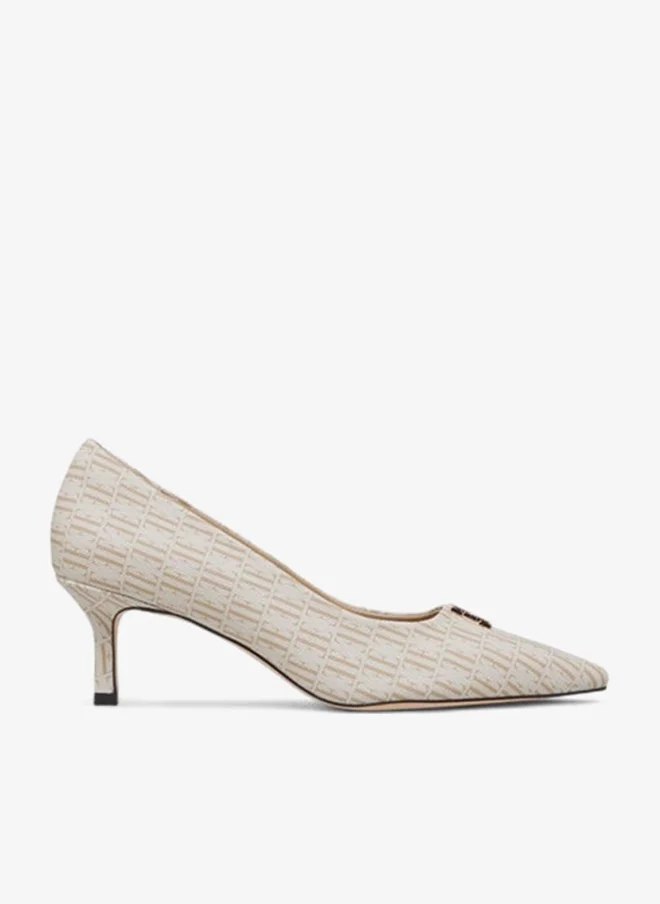 ELLE Women's Monogram Print Slip-On Pumps with Kitten Heels