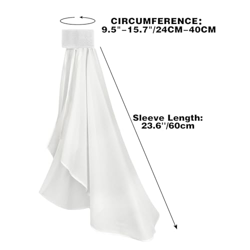 PROCOS Women's Victorian Long Tulle Gloves Opera Pageant Gloves Chiffon Tulle Detachable Sleeves for Wedding Dress Halloween (ALL-White) - Image 5