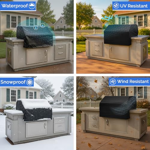 Covers & All Covers All Builtin Grill Cover for Outdoor Grill Heavy Duty 12 oz Waterproof Builtin BBQ Grill Cover PVCCoated Polyester with Elastic Hem for Snug Fit 36 x 26 x 24 inches Black - Image 3