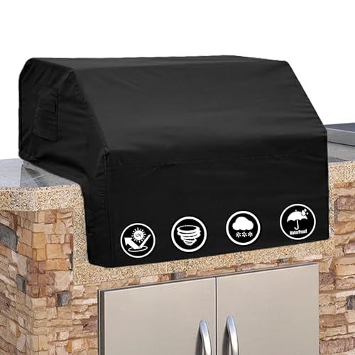 Covers & All Covers All Builtin Grill Cover for Outdoor Grill Heavy Duty 12 oz Waterproof Builtin BBQ Grill Cover PVCCoated Polyester with Elastic Hem for Snug Fit 36 x 26 x 24 inches Black - Image 1