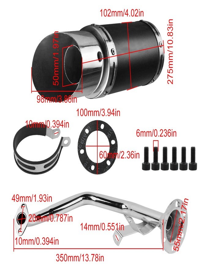 FLYPIG High Performance GY6 150cc Muffler Exhaust Pipe kit Replace for System Shorty GY6 125cc 150cc 152QMI 157QMJ ATV 4 Stroke Chinese Scooter Moped ATV Go Kart (Black) - Image 3