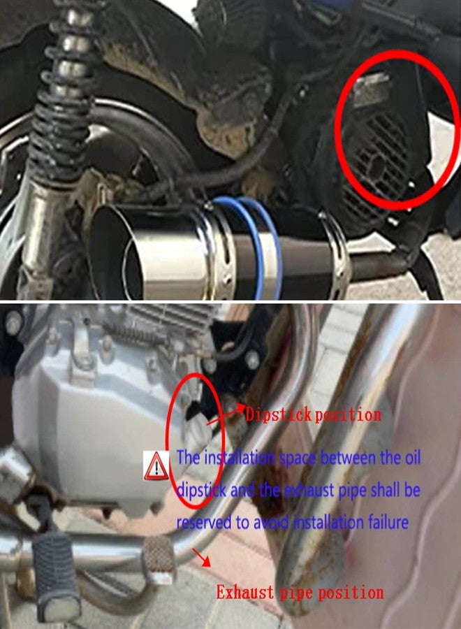 FLYPIG High Performance GY6 150cc Muffler Exhaust Pipe kit Replace for System Shorty GY6 125cc 150cc 152QMI 157QMJ ATV 4 Stroke Chinese Scooter Moped ATV Go Kart (Black) - Image 2
