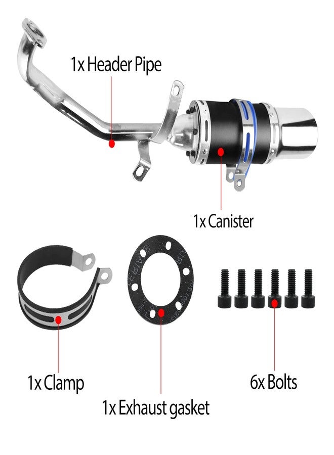 FLYPIG High Performance GY6 150cc Muffler Exhaust Pipe kit Replace for System Shorty GY6 125cc 150cc 152QMI 157QMJ ATV 4 Stroke Chinese Scooter Moped ATV Go Kart (Black) - Image 5