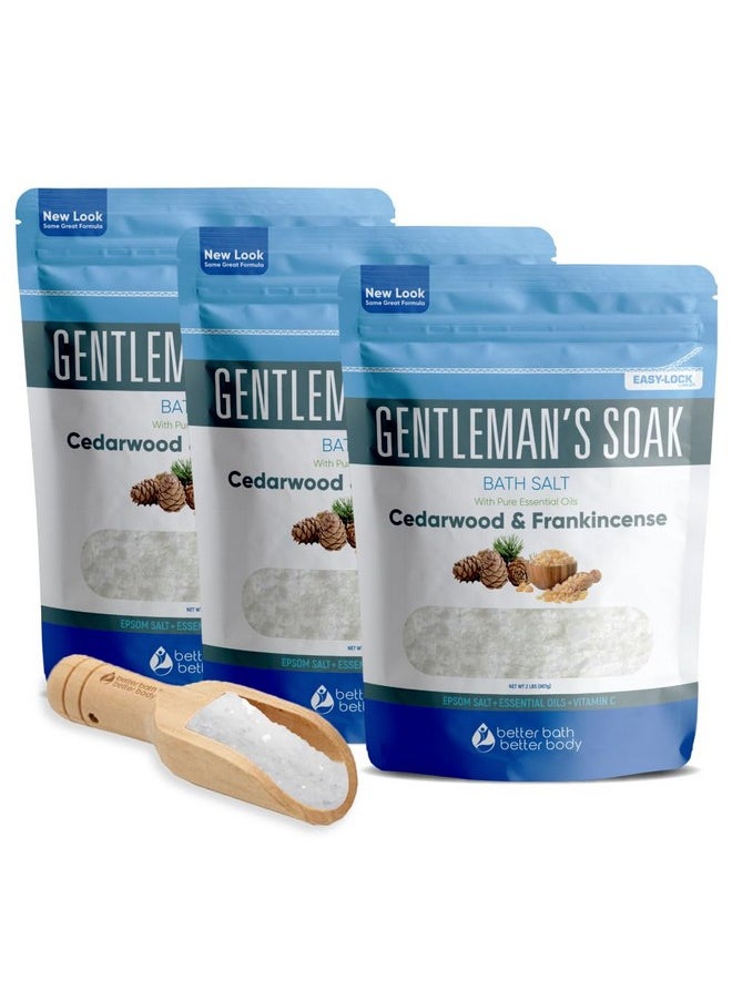 Better Bath Better Body Gentleman'S Bath Salt (3-Pack Plus Scoop) Bath For Men With Pure Essential Oils In Bpa Free Pouch With Press-Lock Seal Made In Usa 3-Pack Of 2-Lbs, 6-Lbs Total  - Image 1