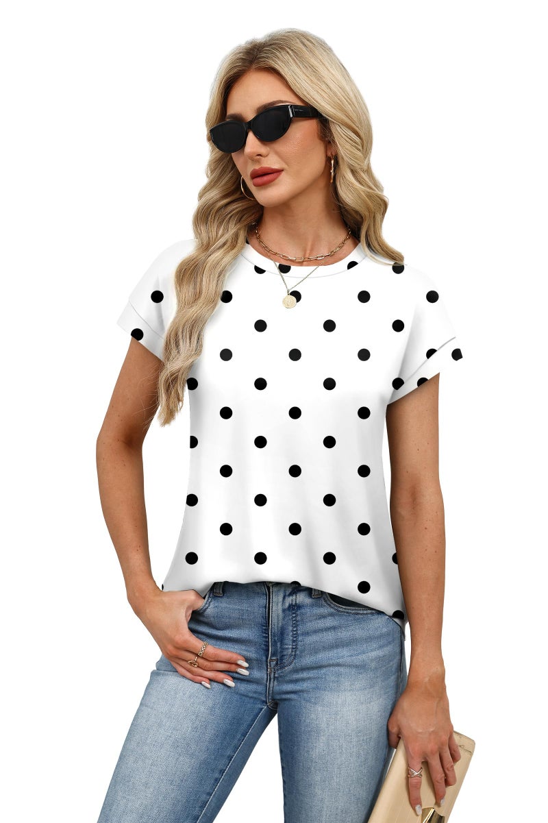 Alaroo Cute Tops for Women Dressy Short Sleeve Shirts Business Casual Summer Clothes Teacher Outfits Spring Fashion Clothing Polka Dot XL - Image 3