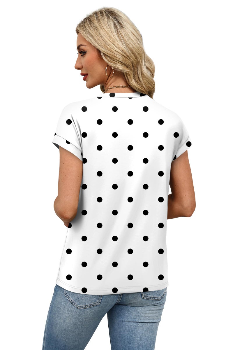 Alaroo Cute Tops for Women Dressy Short Sleeve Shirts Business Casual Summer Clothes Teacher Outfits Spring Fashion Clothing Polka Dot XL - Image 5