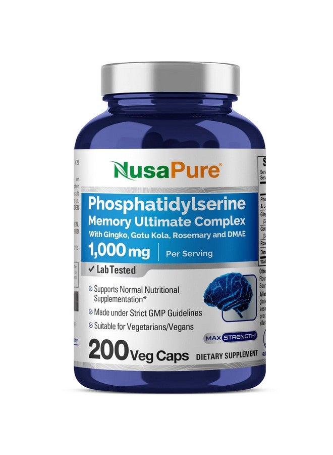 NusaPure Phosphatidylserine Memory Ultimate Complex 1000mg 200 Vegetarian Caps (Vegan, Non-GMO) - Image 1