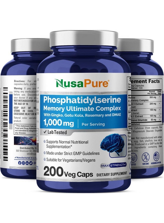 NusaPure Phosphatidylserine Memory Ultimate Complex 1000mg 200 Vegetarian Caps (Vegan, Non-GMO) - Image 4