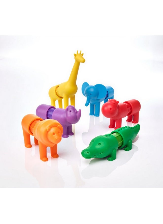 سمارت ماكس مجموعة بناء الاكتشاف المغناطيسي STEM من SmartMax My First Safari Animals مع حيوانات ناعمة للأعمار من 1 إلى 5 سنوات  - Image 3