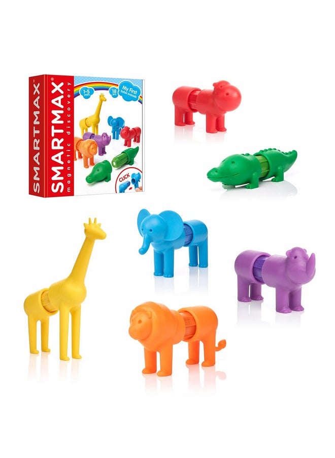 سمارت ماكس مجموعة بناء الاكتشاف المغناطيسي STEM من SmartMax My First Safari Animals مع حيوانات ناعمة للأعمار من 1 إلى 5 سنوات  - Image 1