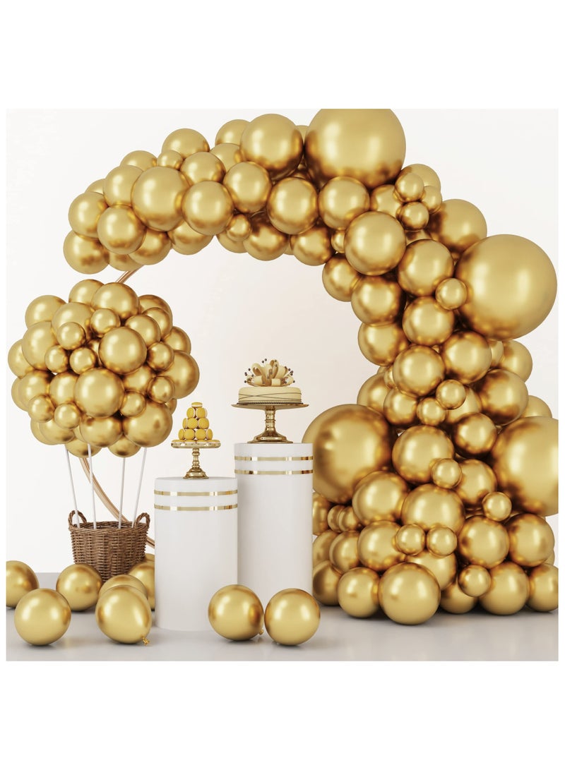 129pcs Metallic Gold Balloons Latex Balloons Different Sizes 18 12 10 5 Inch Party Balloon Kit for Birthday Party Graduation Wedding Holiday Balloon Decoration - Image 1
