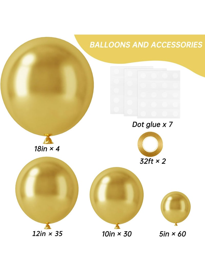129pcs Metallic Gold Balloons Latex Balloons Different Sizes 18 12 10 5 Inch Party Balloon Kit for Birthday Party Graduation Wedding Holiday Balloon Decoration - Image 2