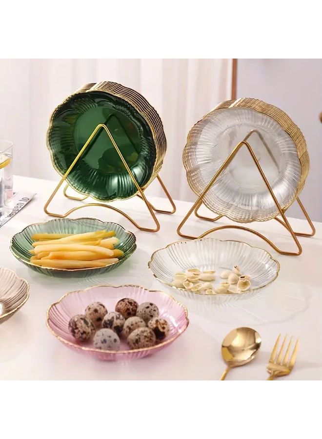 8pcs Red Plastic Gold Edge Plates Set Fruit Dessert Cake Breakfast Kitchen Supplies - Image 1