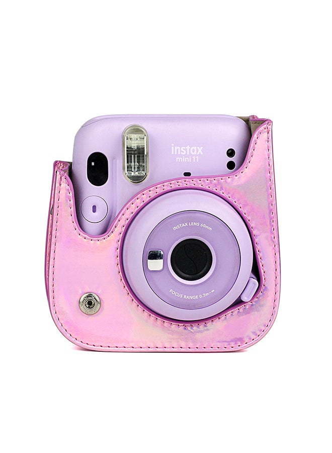 Holographic Instant Camera Case Bag With Strap For Fujifilm Instax Mini 11 Pink - Image 5