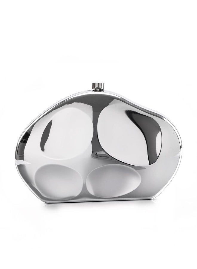 PHILOMENA Acrylic Clutch Purse Evening Bag for Women Irregular Shell Wedding Handbags with Detachable Chain Shoulder Crossbody Bag (Silver) - Image 1