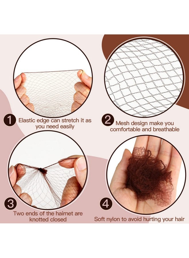 فندامي مجموعة إكسسوارات الشعر من فاندامي: 20 قطعة من شبكات الشعر غير المرئية و40 قطعة من دبابيس الشعر على شكل حرف U للنساء والفتيات وصانعات كعكة الباليه والرقص (شبكات الشعر - 20 بوصة (50 سم)، دبابيس الشعر - 2.4 بوصة (6 سم))، بني - Image 3