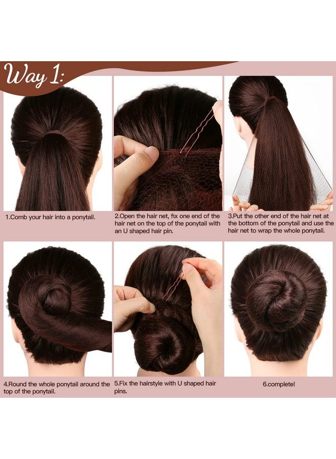 فندامي مجموعة إكسسوارات الشعر من فاندامي: 20 قطعة من شبكات الشعر غير المرئية و40 قطعة من دبابيس الشعر على شكل حرف U للنساء والفتيات وصانعات كعكة الباليه والرقص (شبكات الشعر - 20 بوصة (50 سم)، دبابيس الشعر - 2.4 بوصة (6 سم))، بني - Image 5