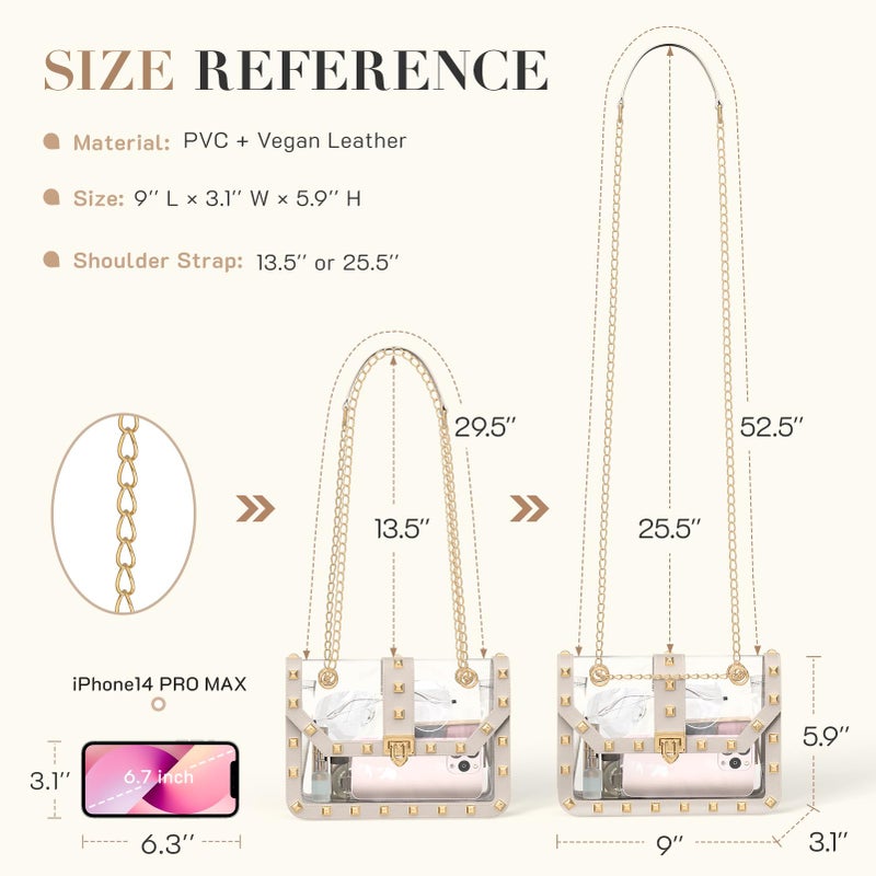 Missnine Clear Bag Stadium Approved Women Clear Crossbody Purse for Stadium Events Trendy Transparent Shoulder Bag for Concerts - Image 5