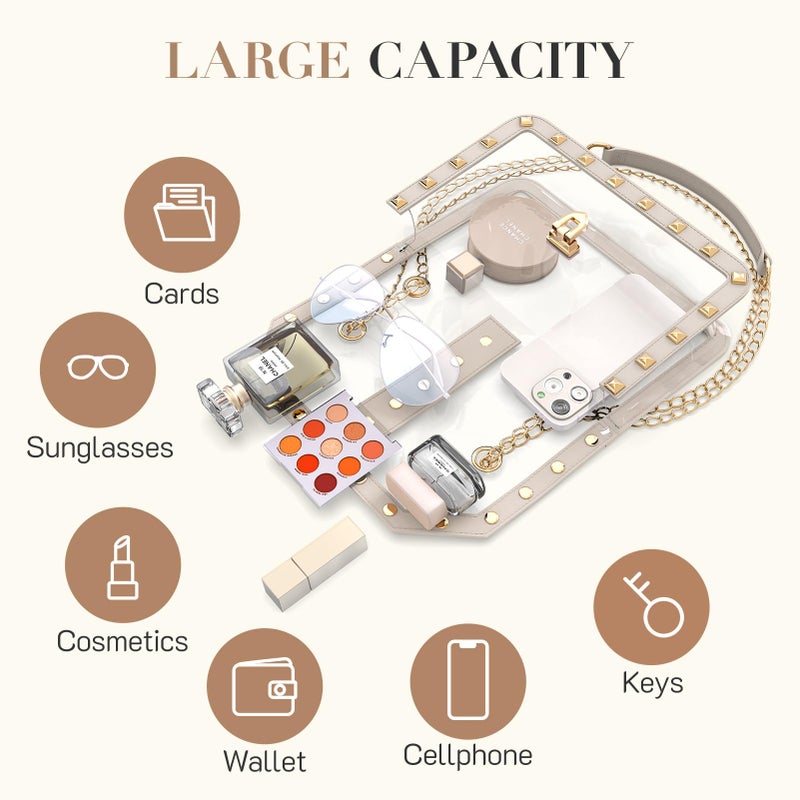 Missnine Clear Bag Stadium Approved Women Clear Crossbody Purse for Stadium Events Trendy Transparent Shoulder Bag for Concerts - Image 3