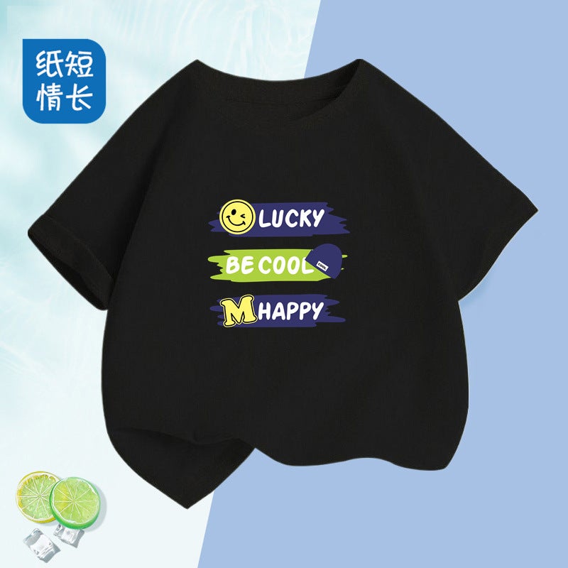 2440# Boys And Girls Cotton Short-Sleeved T-Shirt Cotton Base Shirt Summer Top Children'S Summer Fashion Cool - Image 2