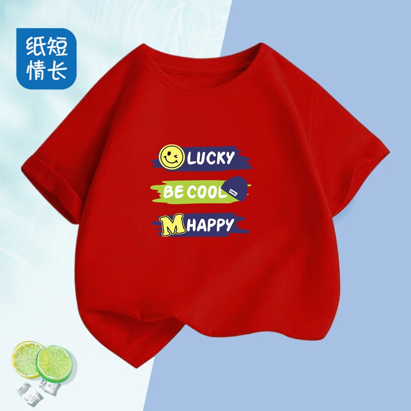 2440# Boys And Girls Cotton Short-Sleeved T-Shirt Cotton Base Shirt Summer Top Children'S Summer Fashion Cool - Image 1