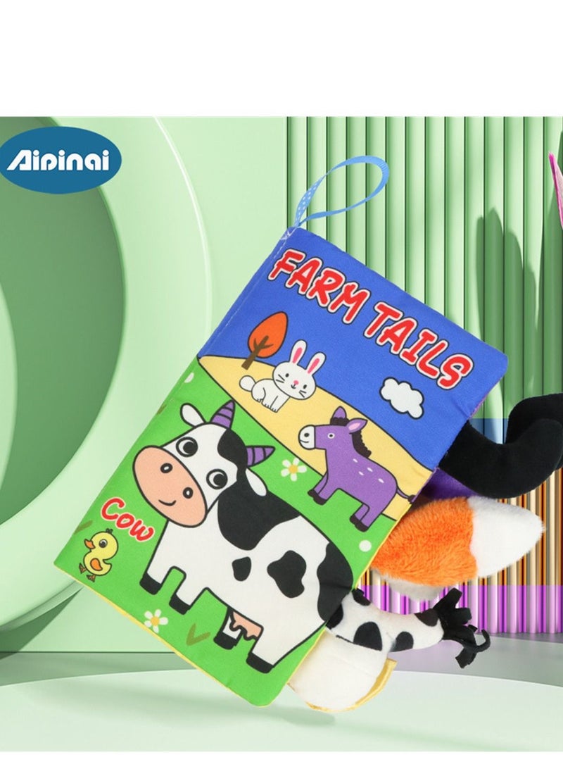 Loquat Soft Cloth Book Crinkle Baby Books Toys Tails Soft Activity Early Education Toy for Toddlers Animal Books 12*20cm - Image 1
