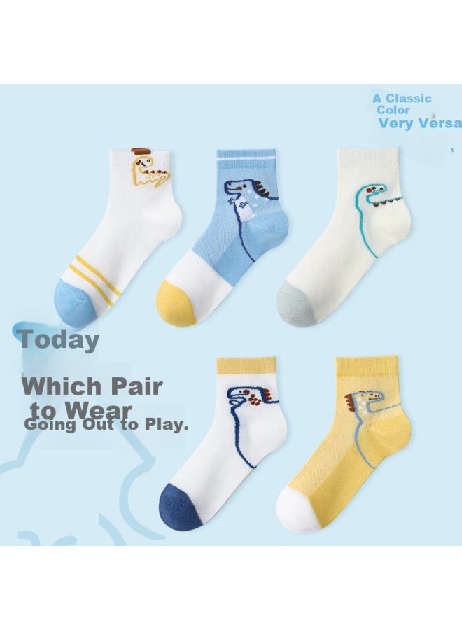LANG SHA Langsha Boys' Cotton Mesh Socks Mid-calf Breathable Comfortable Spring Summer - Image 1