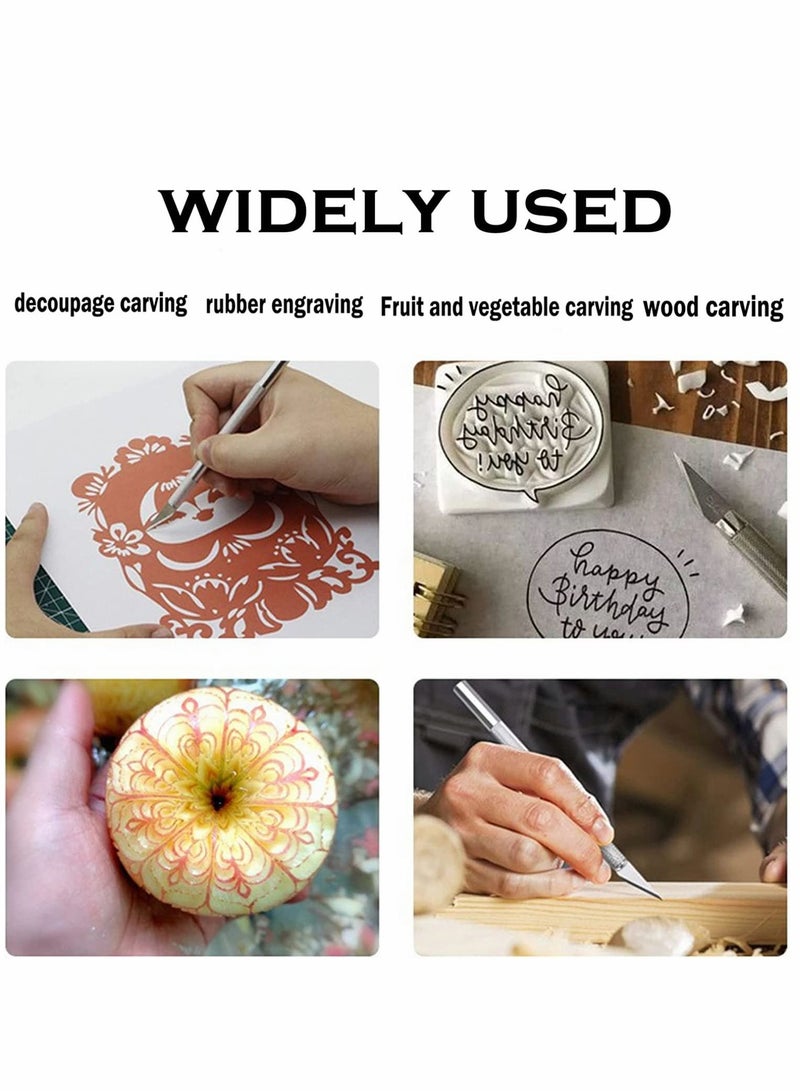 مجموعة سكاكين الحرف، سكاكين فنية دقيقة لقطع الخشب، مجموعة أدوات الحرف، 2 قطعة مع 14 شفرة - Image 2