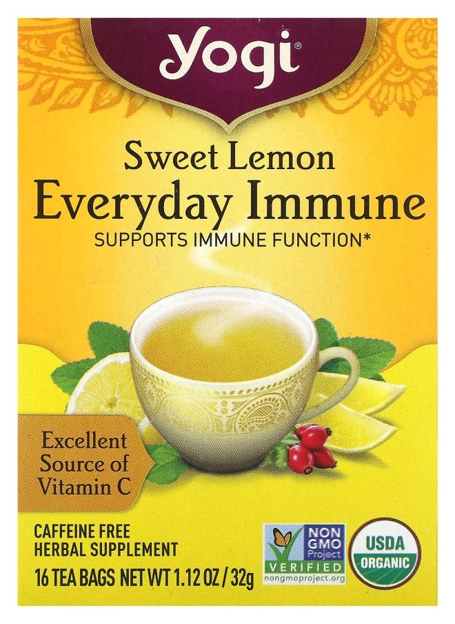 Yogi Tea Sweet Lemon Everyday Immune Caffeine Free 16 Tea Bags 1.12 oz (32 g) Each 