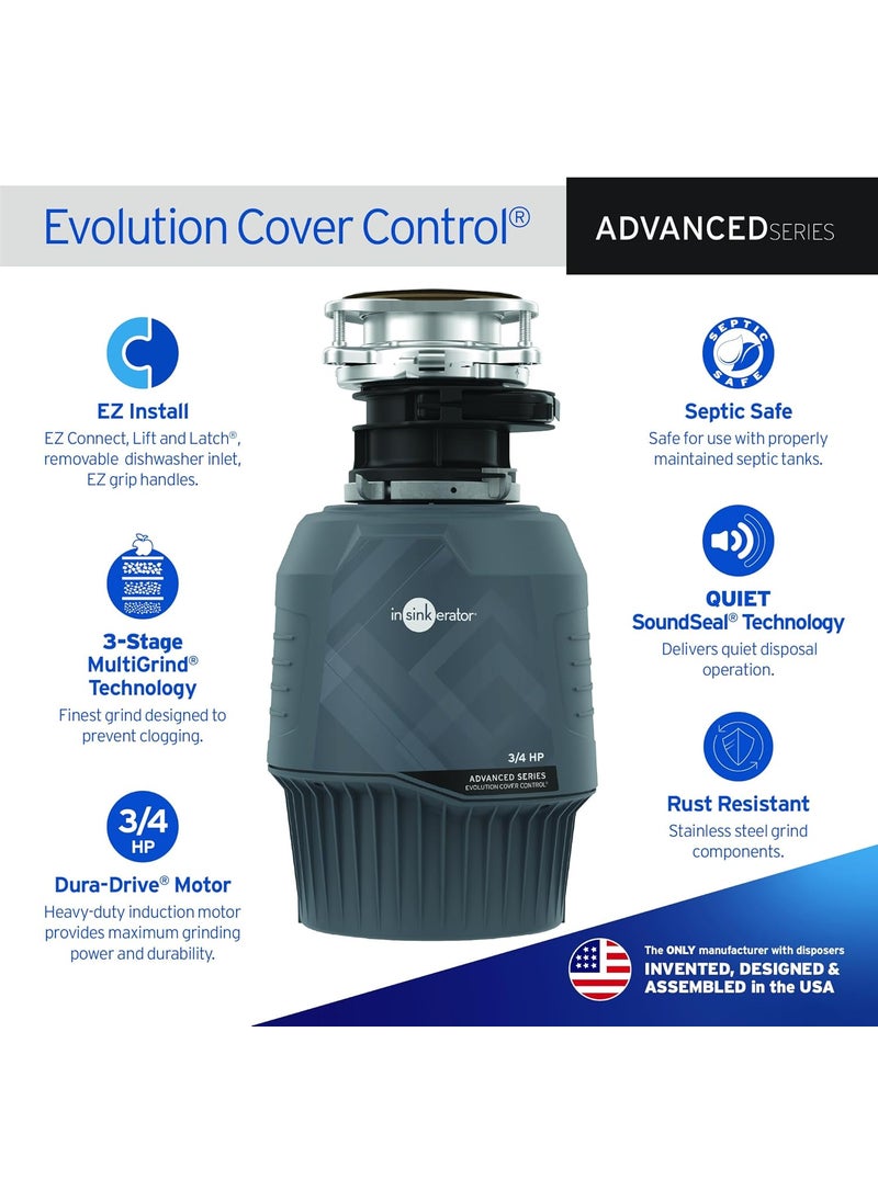 insinkerator InSinkErator EVO CVR CNTRL Evolution Cover Control 34 HP Advanced Series EZ Connect Batch Feed Food Waste Garbage Disposal No Size Gray  - Image 3
