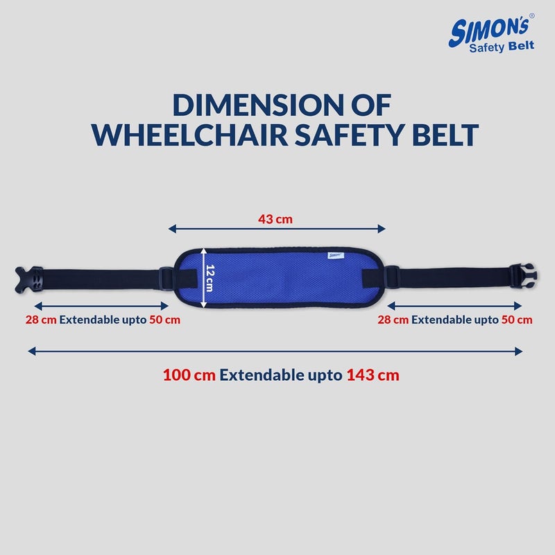 Simon's Simon’s Wheelchair Safety Belt – Padded, Breathable Restraint Belt for Elderly | Adjustable Mobility Aid with Secure Clips | Fall Prevention for Wheelchair, Chair & Commode – Blue - Image 5