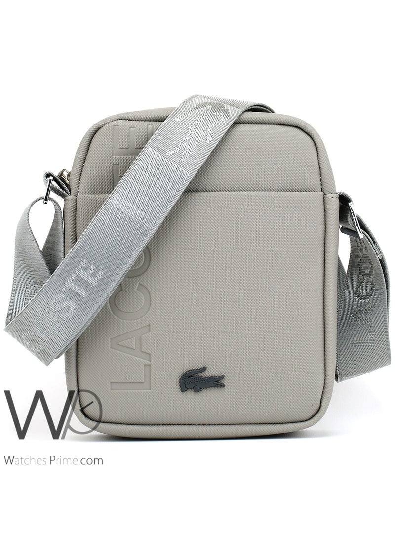 لاكوست حقيبة كروس لاكوست شنطة باللون الرمادي - Image 1