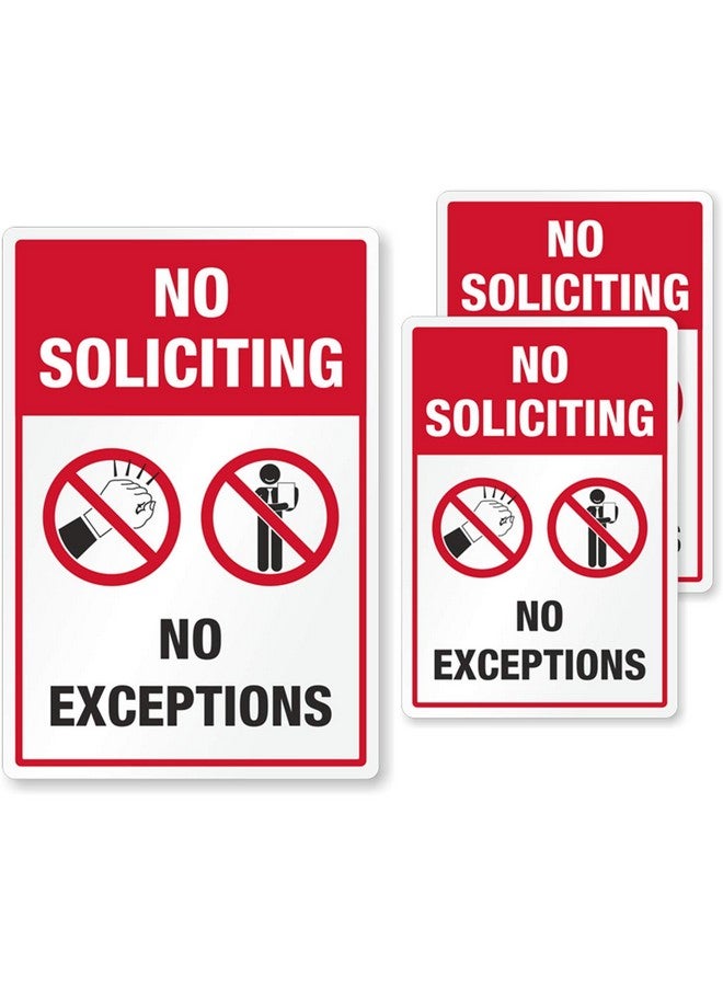 SmartSign "No Soliciting No Exceptions Stickers" Set Of 3 (1) 3.75" X 5.5" Label And (2) 2.75" X 4" Labels Eg Reflective Labels For Doors Windows Glass - Image 1