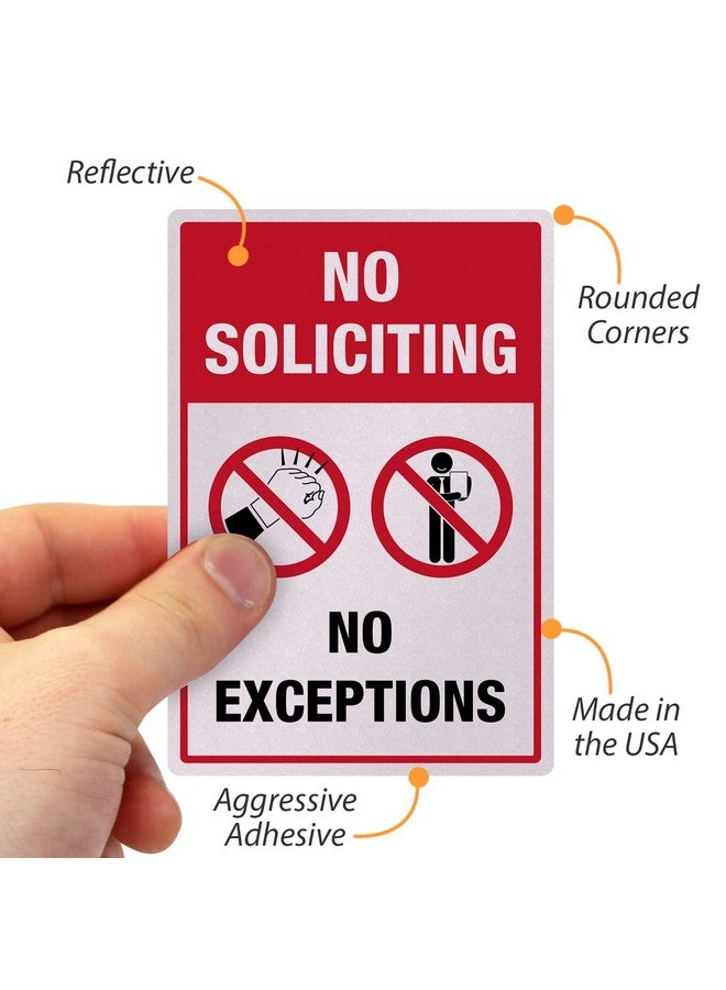 SmartSign "No Soliciting No Exceptions Stickers" Set Of 3 (1) 3.75" X 5.5" Label And (2) 2.75" X 4" Labels Eg Reflective Labels For Doors Windows Glass - Image 4
