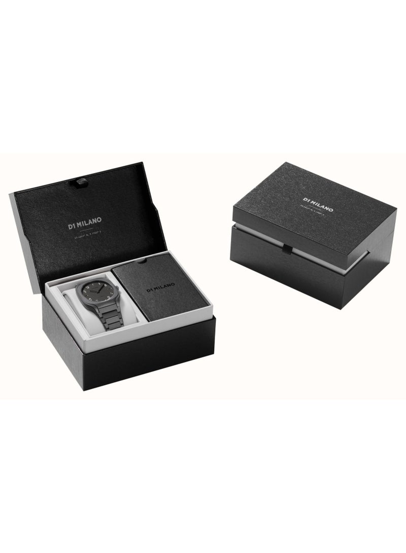 D1 Milano Square Volcanic Grey (37mm) Gun-Metal Sandblasted Dial / Gun-Metal Stainless Steel Bracelet SQBJ08 - Image 5