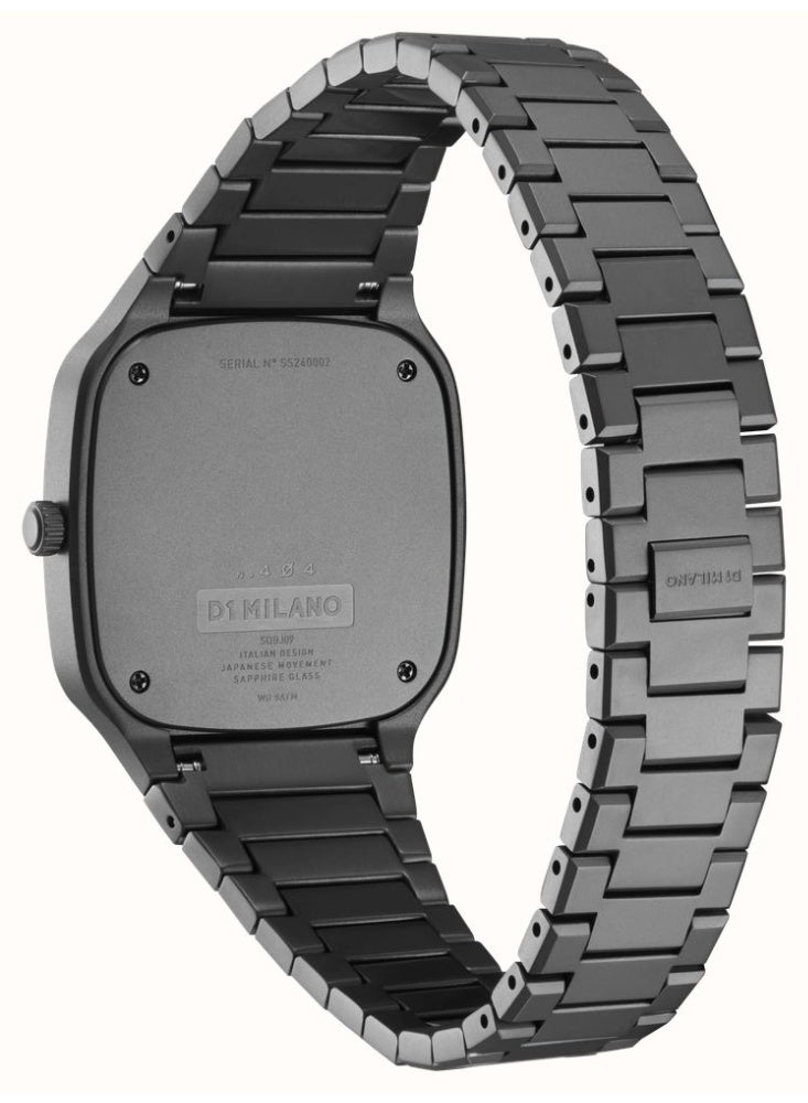 D1 Milano Square Volcanic Grey (37mm) Gun-Metal Sandblasted Dial / Gun-Metal Stainless Steel Bracelet SQBJ08 - Image 3