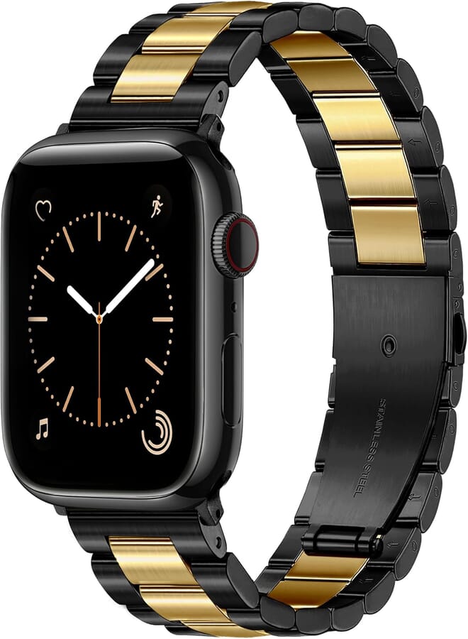 Mazuboho Compatible with Apple Watch Ultra 2 Band 49mm 45mm 44mm 42mm, Stainless Steel iWatch Bands with Butterfly Folding Clasp for Apple Watch Ultra 2/Ultra Series 9/8/7/6/5/4/SE