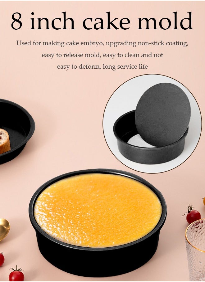 DUNISO 5 Pieces of Bakeware Set, non stick baking mold set, carbon steel cake mold set, with pizza tray, round, square baking tray, cake mold plate, suitable for novice bakers（black ）  - Image 5