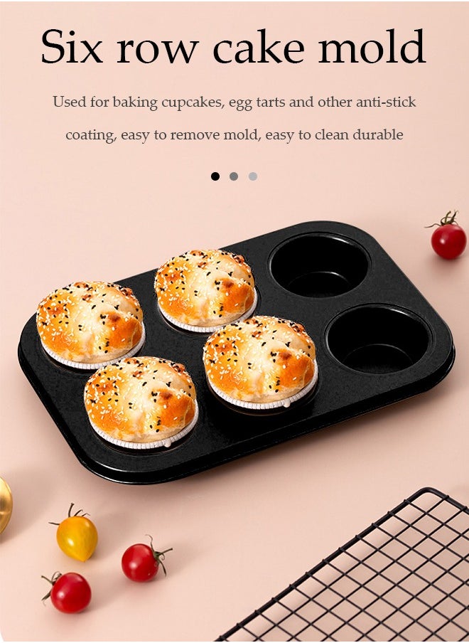 DUNISO 5 Pieces of Bakeware Set, non stick baking mold set, carbon steel cake mold set, with pizza tray, round, square baking tray, cake mold plate, suitable for novice bakers（black ）  - Image 2