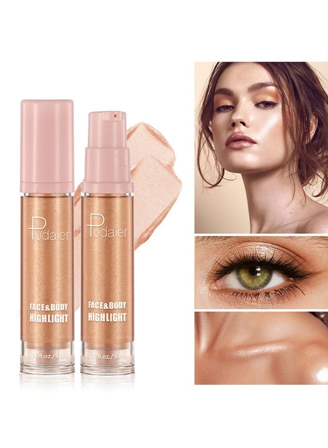 pudaier 1Pcs Liquid Highlighter Makeup, Waterproof Moisturizing Body Highlighter,For Glowing Skin And Dazzling Make-Up,Bronzer Smooth Shine Shimmer Liquid Foundation  - Image 1