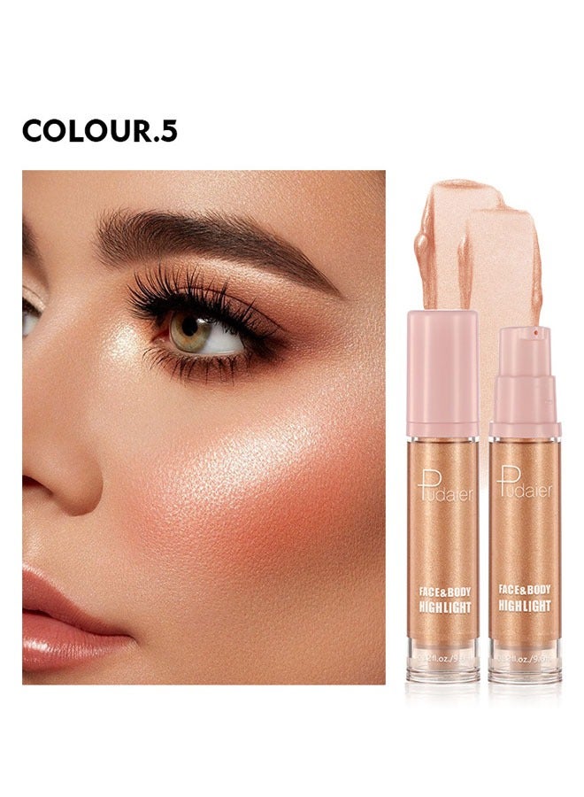 pudaier 1Pcs Liquid Highlighter Makeup, Waterproof Moisturizing Body Highlighter,For Glowing Skin And Dazzling Make-Up,Bronzer Smooth Shine Shimmer Liquid Foundation  - Image 3