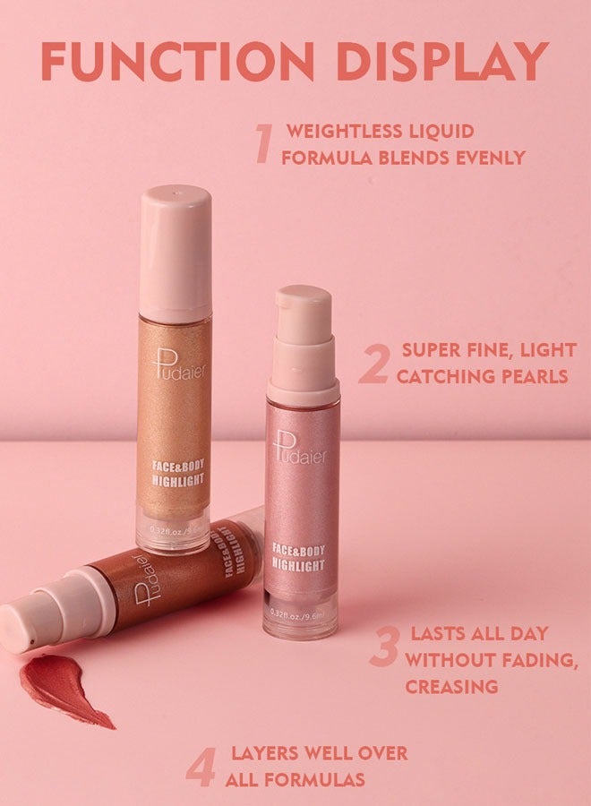 pudaier 1Pcs Liquid Highlighter Makeup, Waterproof Moisturizing Body Highlighter,For Glowing Skin And Dazzling Make-Up,Bronzer Smooth Shine Shimmer Liquid Foundation  - Image 5