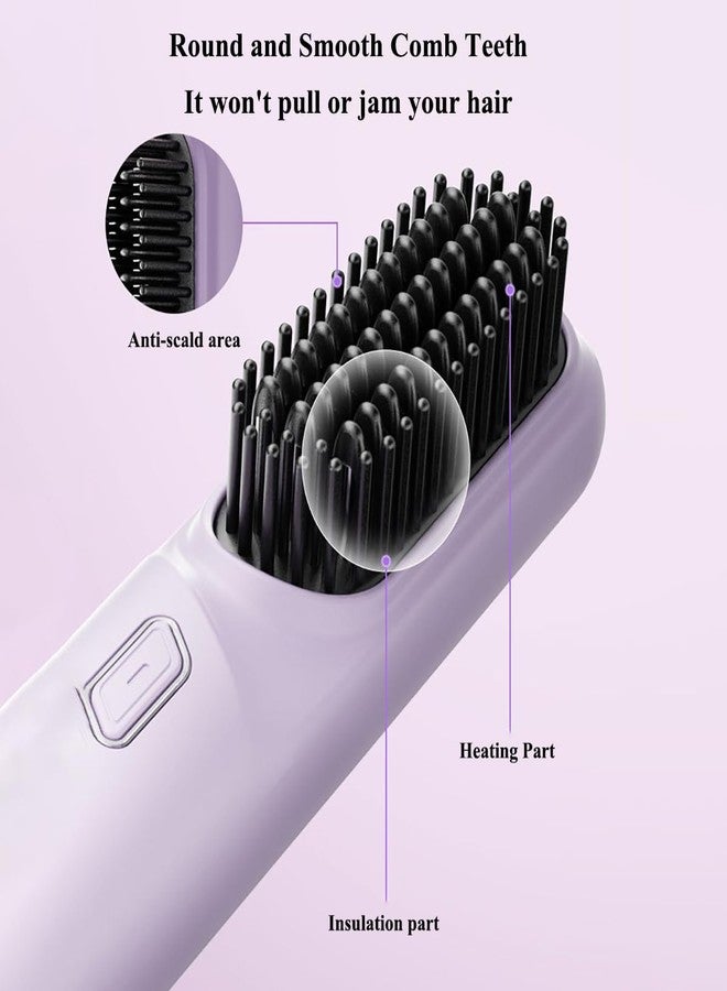 Winb Portable Cordless Hair Straightening Brush, Mini Travel Size, Ceramic Coating, Anti-Scald Design (Pink) - Image 5