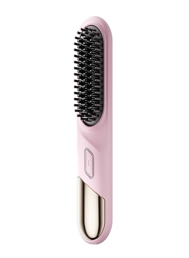 Winb Portable Cordless Hair Straightening Brush, Mini Travel Size, Ceramic Coating, Anti-Scald Design (Pink) - Image 1