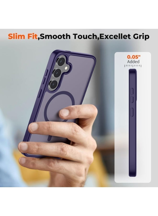 Magnetic for Samsung Galaxy S24 Case Matte Purple, S24 Phone Case Compatible with MagSafe Frosted Translucent Shockproof Anti-Scratch Slim Fit Case Military Grade Protection (Matte Purple) - Image 2