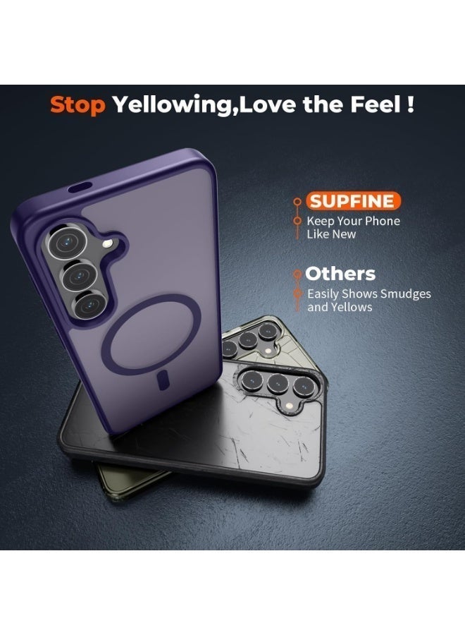 Magnetic for Samsung Galaxy S24 Case Matte Purple, S24 Phone Case Compatible with MagSafe Frosted Translucent Shockproof Anti-Scratch Slim Fit Case Military Grade Protection (Matte Purple) - Image 5